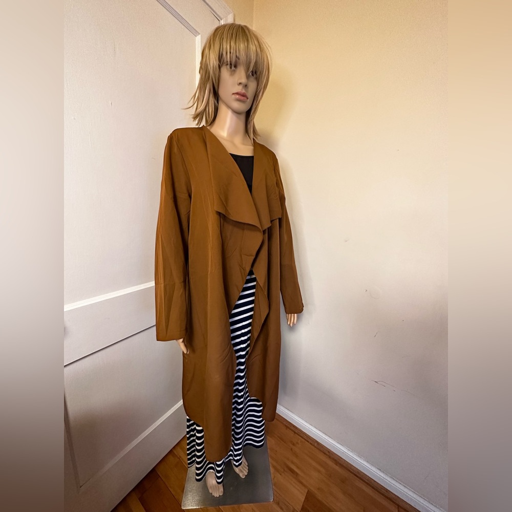 Shein Plus Solid Open Front Coat - Size 0 Xl - image 4